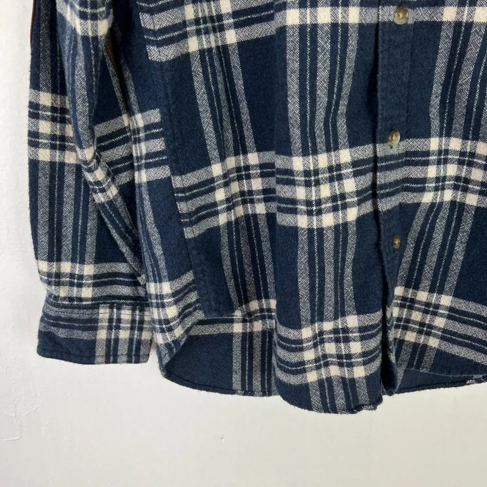 J. Crew Blue Plaid Flannel Buttondown Shirt w/ Elbow Patches Size Small S A964 - Picture 3 of 12